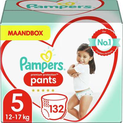 Pampers Baby Windeln Pants Größe 5 (12-17kg) Premium Protection, 132 Höschenwindeln, MONATSBOX