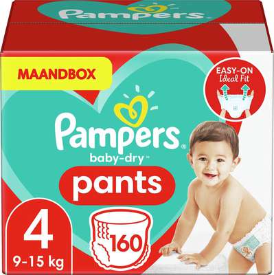 Pampers Windeln Pants Größe 4 (9-15kg) Baby Dry, 160 Höschenwindeln, MONATSBOX