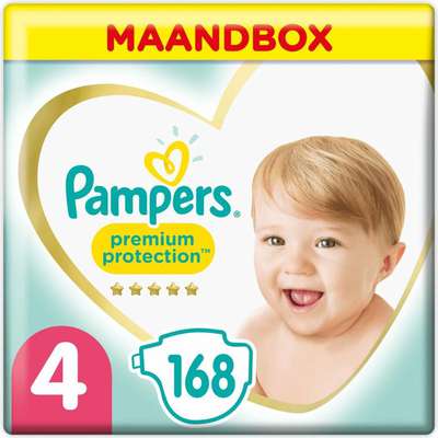 Pampers Baby Windeln Größe 4 (9-14kg) Premium Protection, 168 Stück, MONATSBOX
