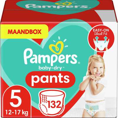 Pampers Windeln Pants Größe 5 (12-17kg) Baby Dry, 132 Höschenwindeln, MONATSBOX,
