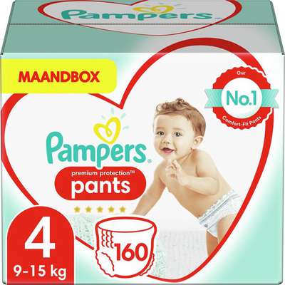 Pampers Baby Windeln Pants Größe 4 (9-15kg) Premium Protection, 160 Höschenwindeln, MONATSBOX